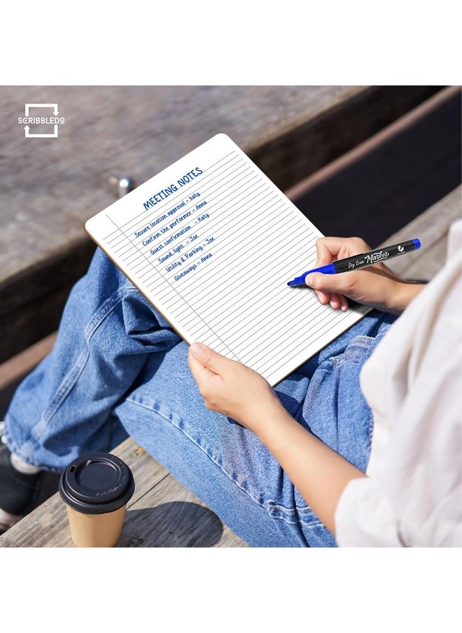 Scribbledo - Dry Erase Notebook College Ruled Lined Board 9"X12" Reusable Lined Erasable Ruled Writing Note Pad Lapboard, Blank Whiteboard On Reverse - Image 1