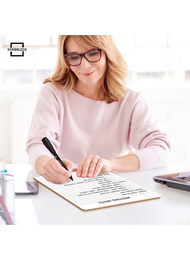 Scribbledo - Dry Erase Notebook College Ruled Lined Board 9"X12" Reusable Lined Erasable Ruled Writing Note Pad Lapboard, Blank Whiteboard On Reverse - Image 1