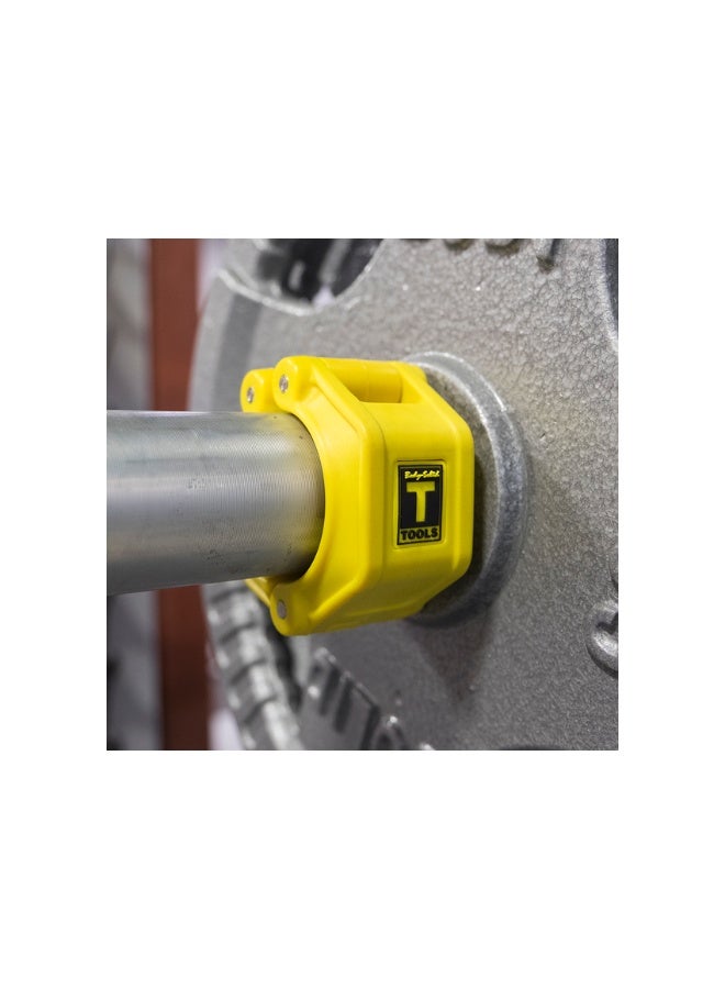 Body Solid Body-Solid Yellow OLY 2 Lock Jaw Collar BSTLJO2 – Heavy-Duty Olympic Barbell Weight Collar - Image 1