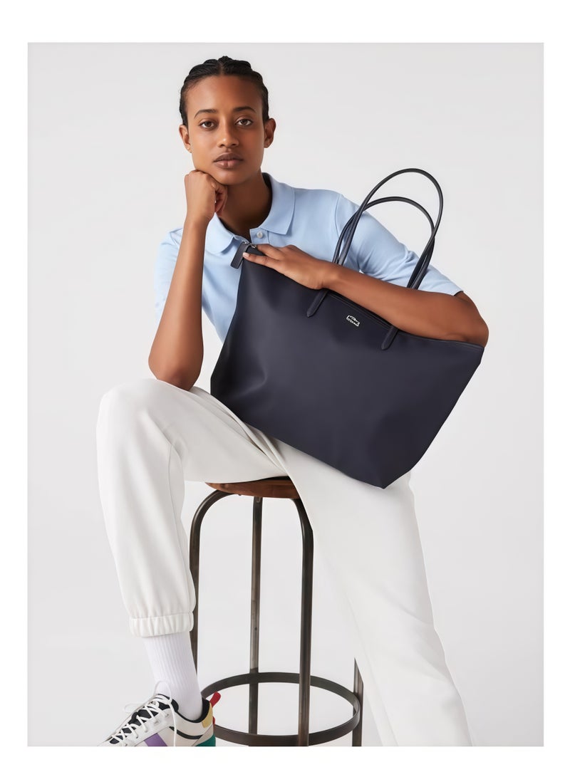 لاكوست حقيبة لاكوست نسائية L12.12 مفهوم أزياء متعددة الاستخدامات سعة كبيرة الحجم سحاب حقيبة كتف محمولة حقيبة حمل كبيرة كحلي 45 سم * 30 سم * 12 سم - Image 1