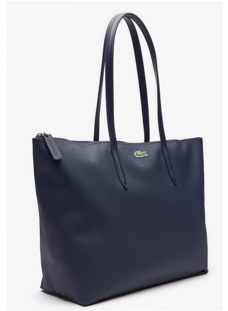 لاكوست حقيبة لاكوست نسائية L12.12 مفهوم أزياء متعددة الاستخدامات سعة كبيرة الحجم سحاب حقيبة كتف محمولة حقيبة حمل كبيرة كحلي 45 سم * 30 سم * 12 سم - Image 4