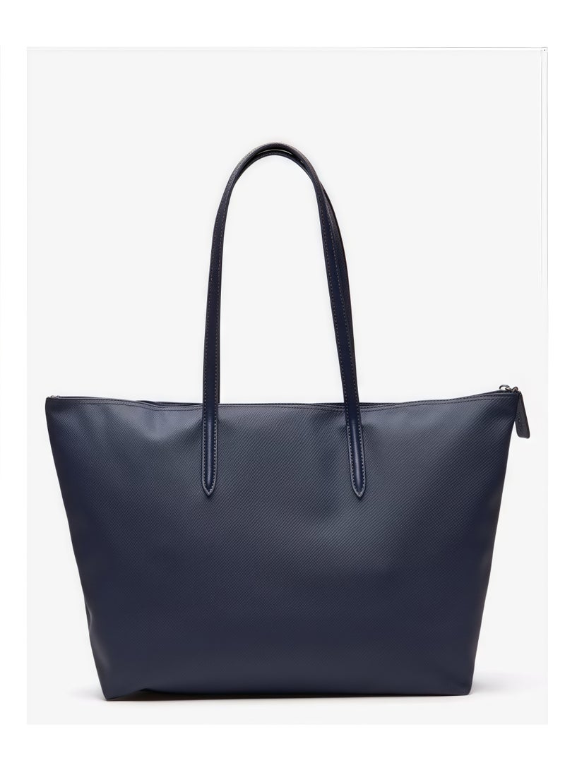 لاكوست حقيبة لاكوست نسائية L12.12 مفهوم أزياء متعددة الاستخدامات سعة كبيرة الحجم سحاب حقيبة كتف محمولة حقيبة حمل كبيرة كحلي 45 سم * 30 سم * 12 سم - Image 3