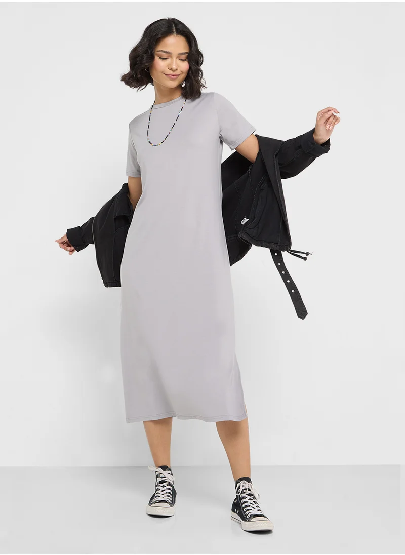 Ginger Basics Maxi T-Shirt Dress With Slit