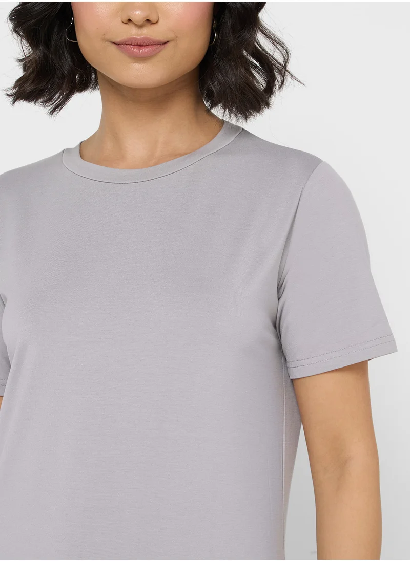 Ginger Basics Maxi T-Shirt Dress With Slit