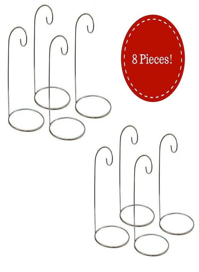 BANBERRY DESIGNS Christmas Ornament Stands - Set of 8 Silver Holiday Holders - Chrome Finished Metal - Holds Air Plant Terrariums - Christmas Ornament Displayer - 11" H - Image 4