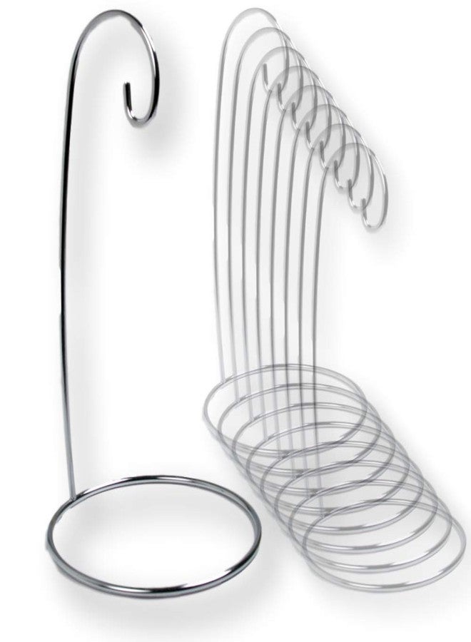 BANBERRY DESIGNS Christmas Ornament Stands - Set of 8 Silver Holiday Holders - Chrome Finished Metal - Holds Air Plant Terrariums - Christmas Ornament Displayer - 11" H - Image 1