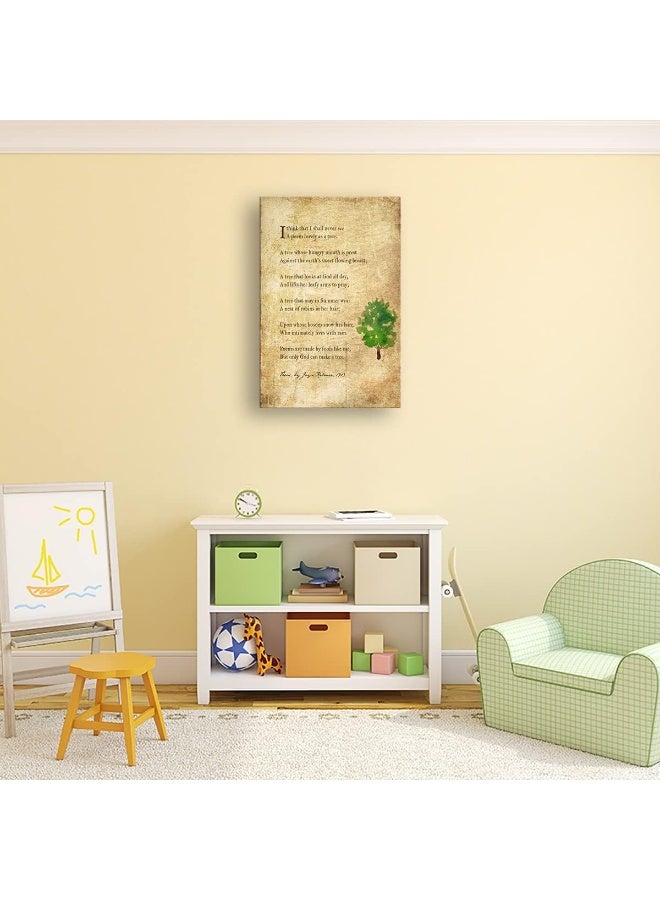 Busmko Trees Poem Quote Wall Art Prints Vintage Framed Pictures Modern Abstract Canvas Living Room Wall Decor Poetry Posters Framed (16x24 inch) - Image 4