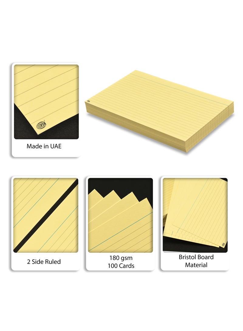 FIS® Ruled Record Cards or Index Cards, Size:8"x5" Inches (203x127mm), Two Sides Single Ruled, 180gsm, 100 Sheets Per Packet,Packet of 3 Pieces, Yellow Color-FSIC85-180YL-3 - Image 5