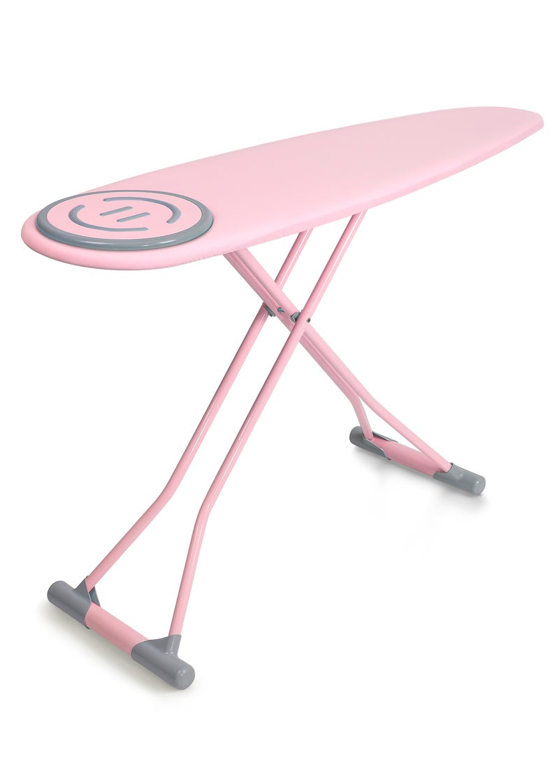 Home Maker Premium Pink Iron Board With Heat Resistant Cloth Cover & Non-burn Silicon Stoppers, 152x44 cm Table Size  - Image 1
