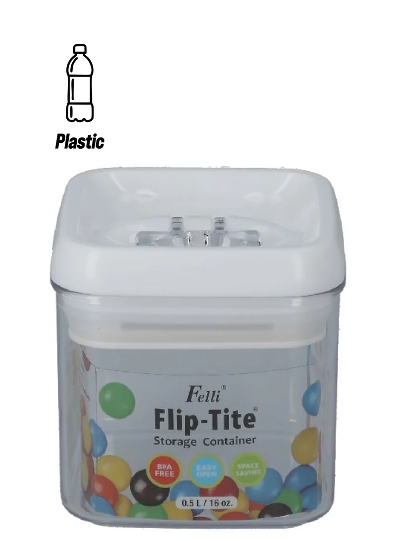 Felli Flip-Tite Square Food Storage Container Clear and White 0.5 L NLQ404A-60