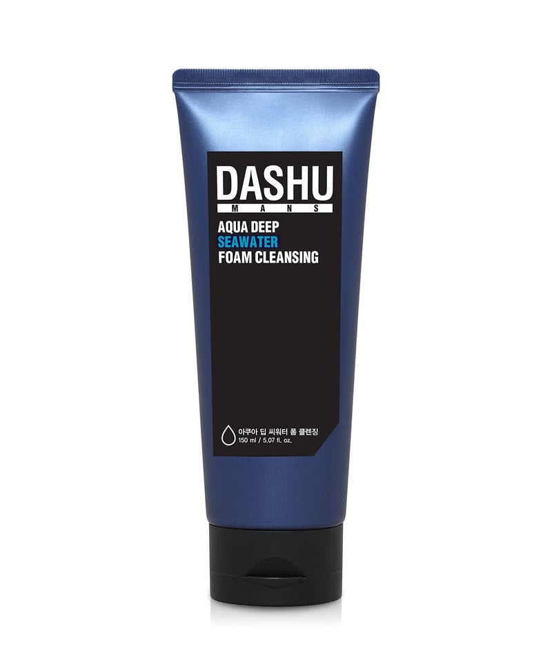 DASHU Mens Aqua Deep Seawater Foam Cleanser Mens Face Wash | Daily Facial Cleanser for Dry Skin | Gentle Foaming Face Wash w/Sebum Control 5.07 fl oz