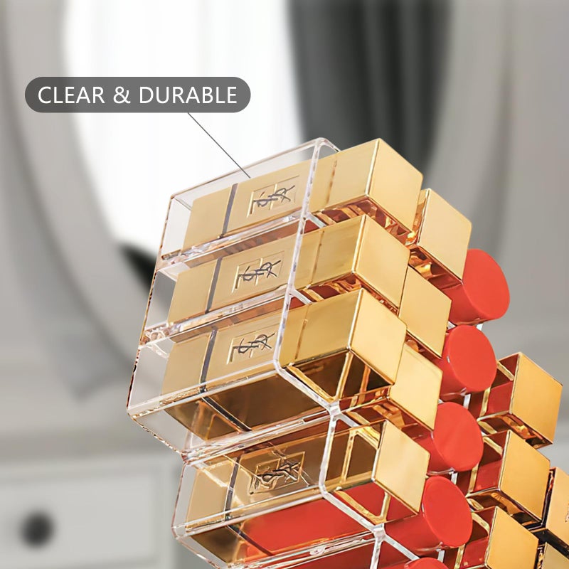 Hebaogugu Lipstick Organizer, 28 Slots Acrylic Lip Holder, Stackable Lip Gloss Organizer, Fish Lipstick Tower Holder Storage for Cosmetic Bathroom Vanity Countertop Display (28 Slots) - Image 4