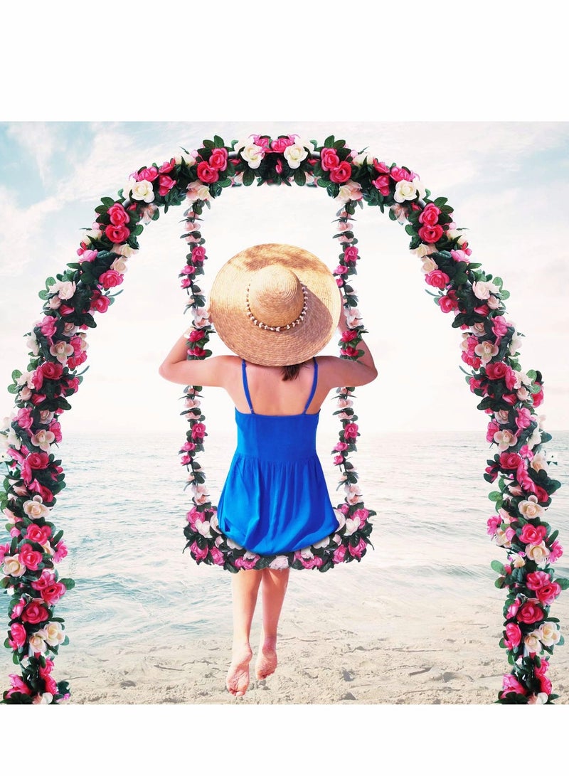 Excefore 6pcs 49 FT Rose Vine Flowers Garland Plants BSTC Artificial Fake Ivy Garlands Hanging for Wedding Party Garden Wall Decoration Silk Flowers, Pink - Image 3