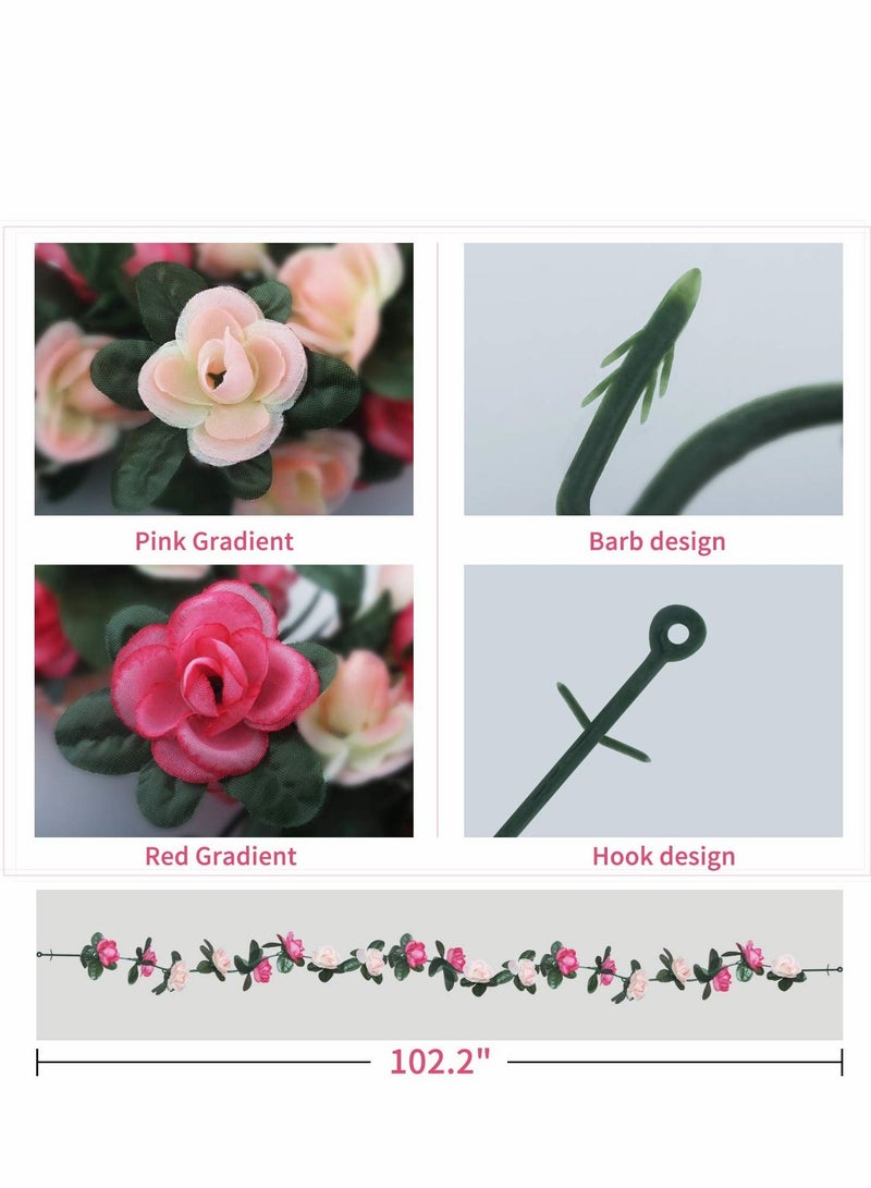 Excefore 6pcs 49 FT Rose Vine Flowers Garland Plants BSTC Artificial Fake Ivy Garlands Hanging for Wedding Party Garden Wall Decoration Silk Flowers, Pink - Image 4