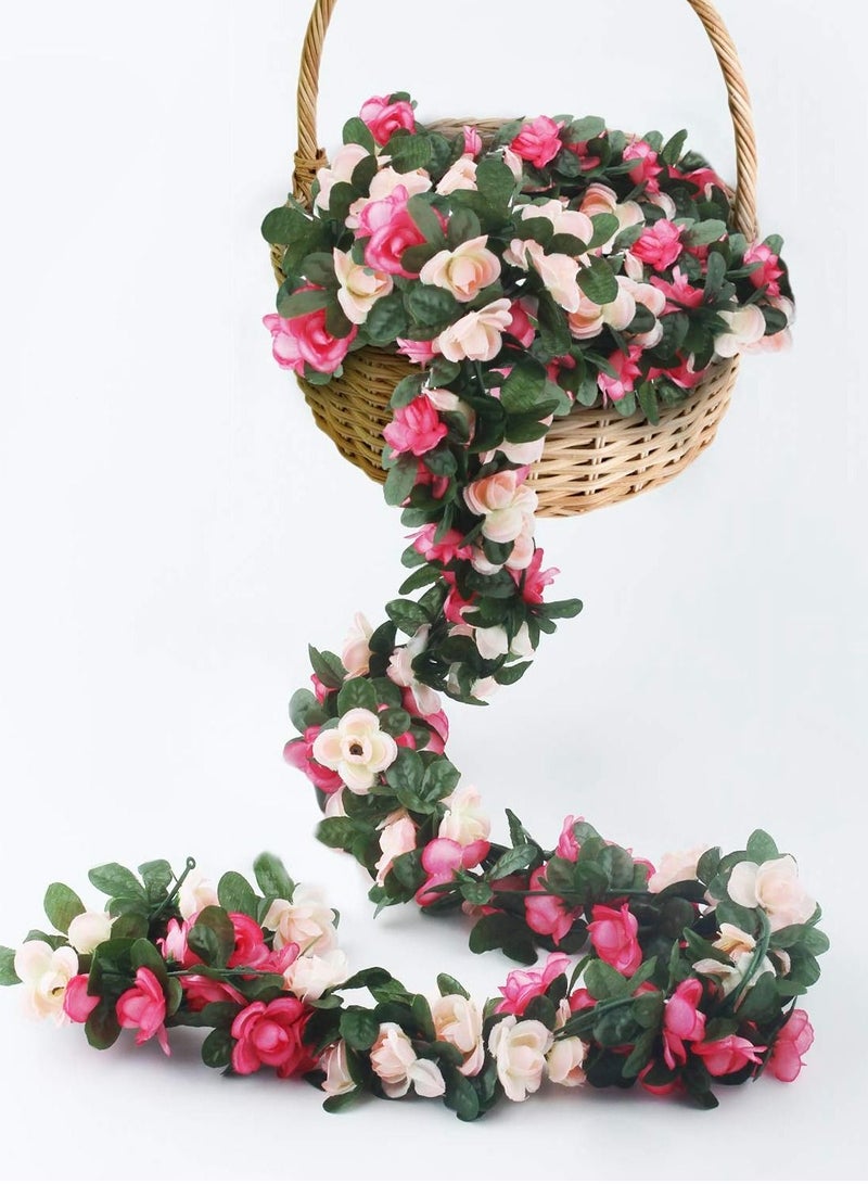 Excefore 6pcs 49 FT Rose Vine Flowers Garland Plants BSTC Artificial Fake Ivy Garlands Hanging for Wedding Party Garden Wall Decoration Silk Flowers, Pink - Image 5
