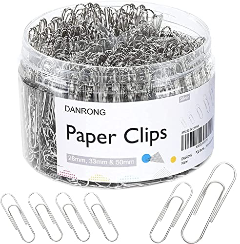 DANRONG 650 PCS Paper Clips Assorted Sizes, Small Medium and Large (1.1", 1.3" & 2"), Paperclips for Office, School, Home Supplies-Silver - Image 1