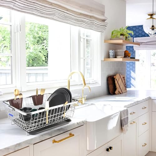 VISHVA plastic Dish Drainer Steel 60 x 47 x 23 cm, with Drip Tray/Utensil Drying Stand for Kitchen/Plate Rack/Sink Counter Top Dish Drainer Rack with 2 Spoon Stand - Image 3