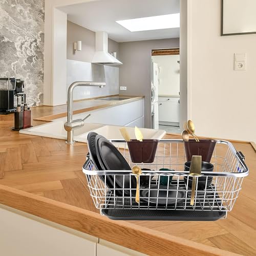 VISHVA plastic Dish Drainer Steel 60 x 47 x 23 cm, with Drip Tray/Utensil Drying Stand for Kitchen/Plate Rack/Sink Counter Top Dish Drainer Rack with 2 Spoon Stand - Image 5