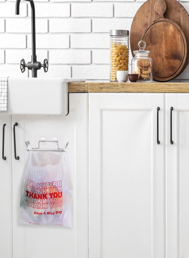 Tandefio 4 Pcs Stainless Steel Trash Bag Holder for Kitchen Cabinet Door and Cupboards with Wall Sticker Base Portable Under Sink Bag Holder for Plastic Bathroom Camper Picnics - Image 5