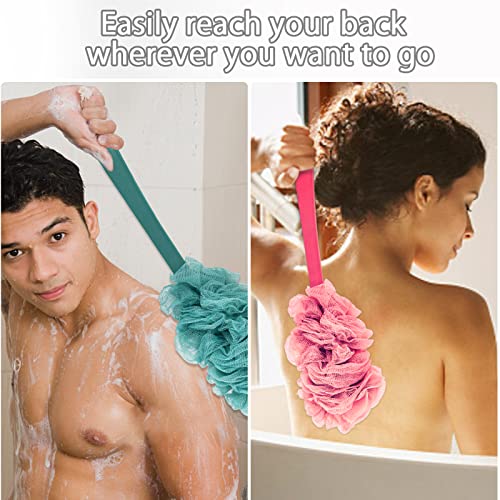 Evmliy 4Pack Back Scrubber for Shower, Evmliy Loofah Sponge Brush Exfoliating Body, Long Handle Scrub Brush for Shower with Loofah on a Stick for Back Use, Bathing Accessories Body Brushes (4Pack) - Image 3