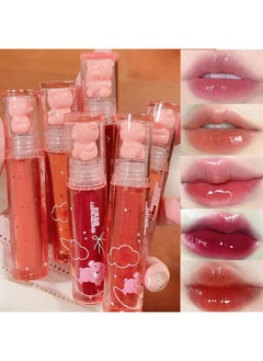 LuckNest 6Pcs Bear Lip Glaze Jelly Lipstick, Liquid Lipstick Cute Bear Lipgloss Moisturizing Lip Stain Plumping Water Lip Gloss Waterproof Long Lasting Cheek Rouge Tint Cosmetics Beauty Makeup  - Image 1