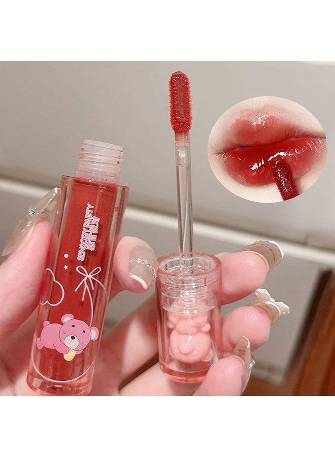 LuckNest 6Pcs Bear Lip Glaze Jelly Lipstick, Liquid Lipstick Cute Bear Lipgloss Moisturizing Lip Stain Plumping Water Lip Gloss Waterproof Long Lasting Cheek Rouge Tint Cosmetics Beauty Makeup - Image 4