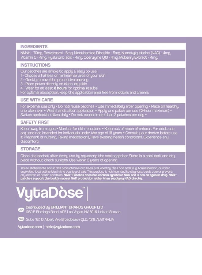 Vytadose لصقات NAD | NMNH، ريسفيراترول، نيكوتيناميد ريبوسيد، فيتامين C، و Coq10 | توصيل بطيء لمدة 8 ساعات | نوع جديد من لصقات NAD للنساء والرجال - Image 5
