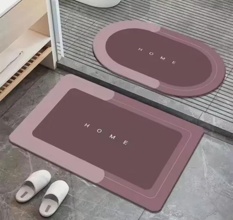 Bath Mat Non-Slip Quick Dry Super Absorbent Rubber Bath Mat for Bathroom Bathtub Shower Sink Home Cooking 60cm x 40cm (Maroon and Pink) - Image 2