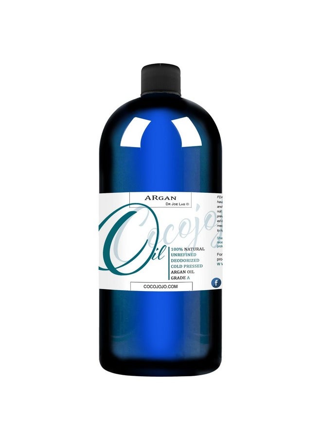 Dr Joe Lab - Argan Nut Oil Deodorized 32 Oz 100% Pure Natural Moroccan Argon Nut Oil Unrefined Unscented Cold Pressed Extra Virgintherapeutic Grade A For Hair Skin Body Nail And Beardmarrakesh Oil - Image 1
