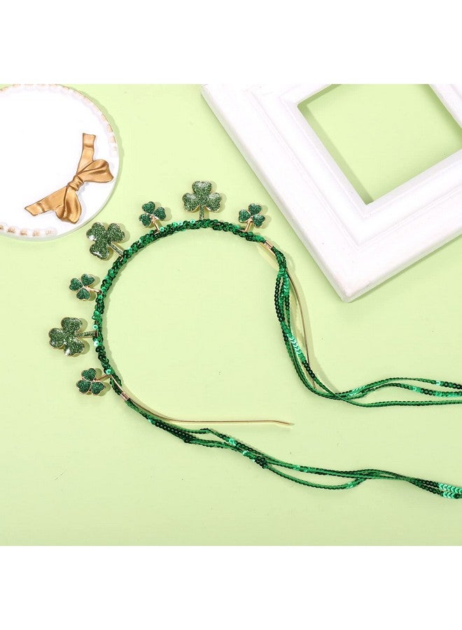 BVGA St. Patrick'S Day Headband Festival Rhinestone Glitter Shamrock Hair Accessories Green Lucky Irish Clover Hair Band For Women Girls Saint Patrick'S Day Party - Image 2
