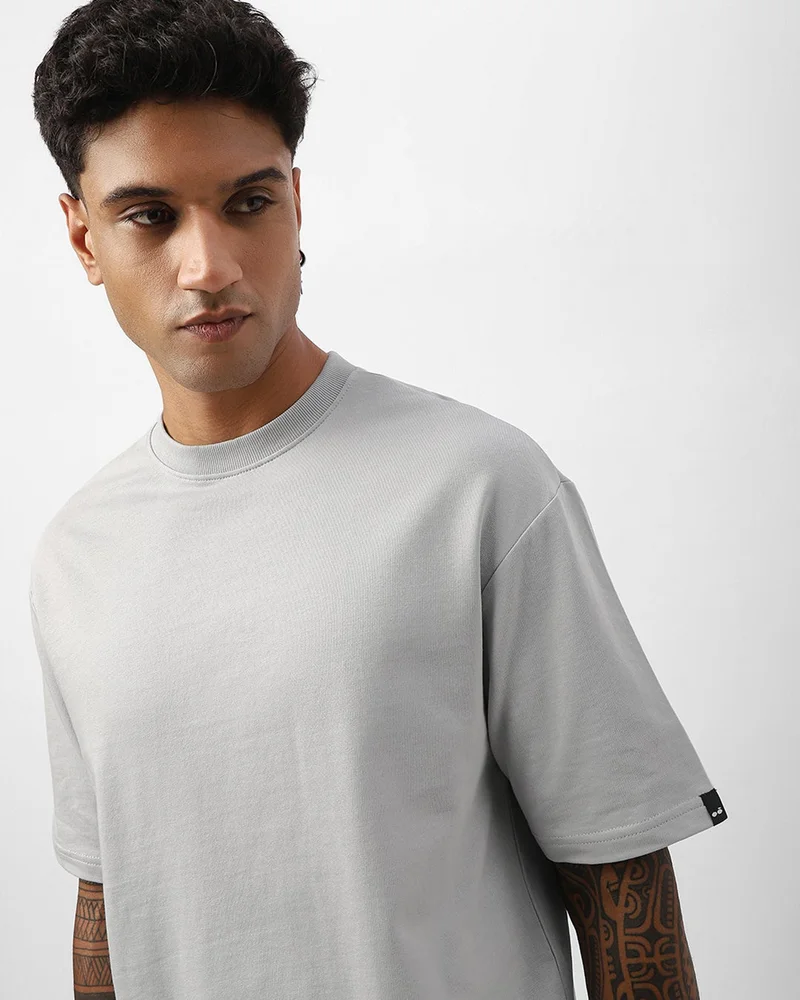 bewakoof Men's Vapour Blue Oversized T-shirt