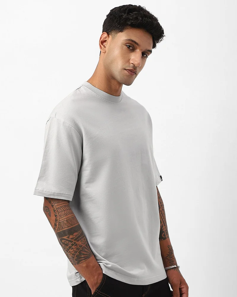 bewakoof Men's Vapour Blue Oversized T-shirt