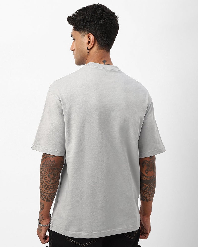 bewakoof Men's Vapour Blue Oversized T-shirt - Image 4