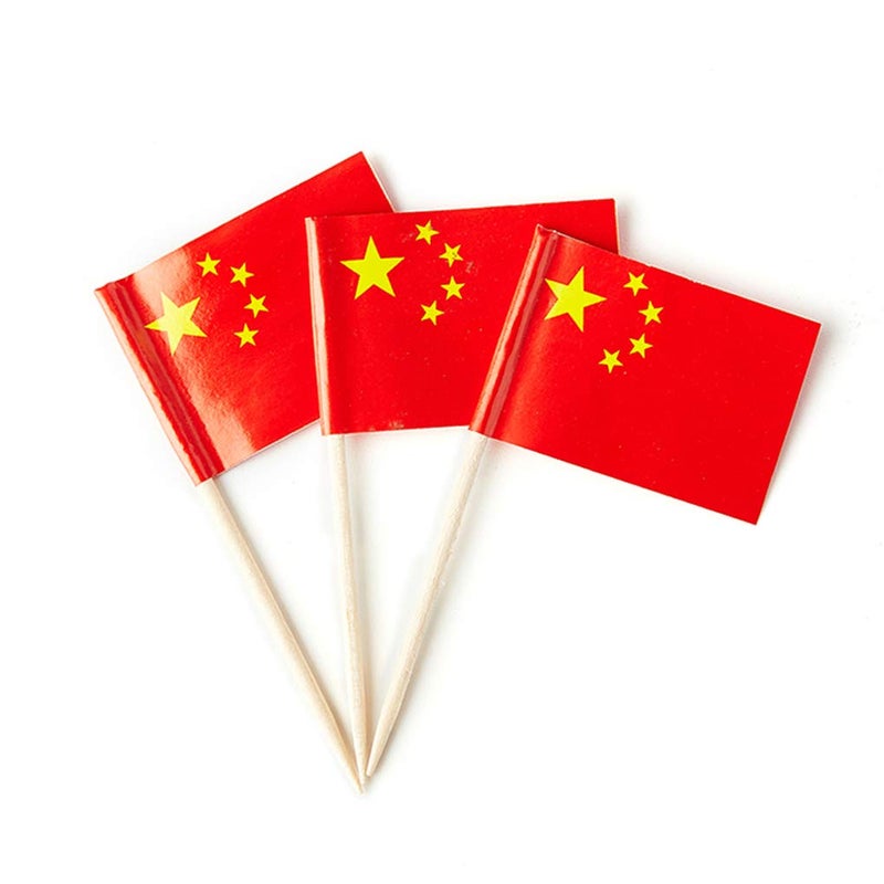 China Flag Chinese Flag Small Mini China Toothpick Flags for Food Cupcakes Cocktails Appetizers Bar Party Decorations