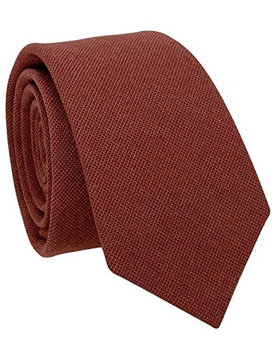 Kebocis Mens Skinny Ties Cotton Neckties for Men, Rust - Image 1