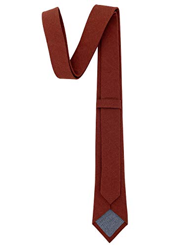 Kebocis Mens Skinny Ties Cotton Neckties for Men, Rust - Image 3