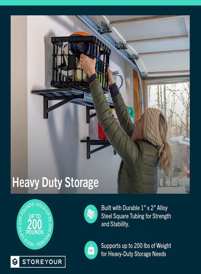 StoreYourBoard Heavy Duty Garage Shelf Wall Mount 1ft x 2ft - Wall-Mounted Shelving for Storage & Organization - Heavy Duty Garage Shelves for Tools, Bins, & Equipment - Holds 200 lbs - Black - Image 4