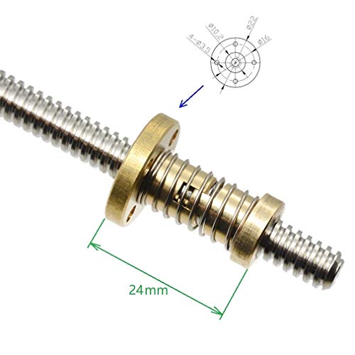 ReliaBot 2pcs T8 Tr8x4 Anti Backlash Spring Loaded Nut Elimination Gap for 4mm Lead Acme Threaded T8x4 Lead Screw (2mm Pitch, 2 Start, 4mm Lead) - Image 5
