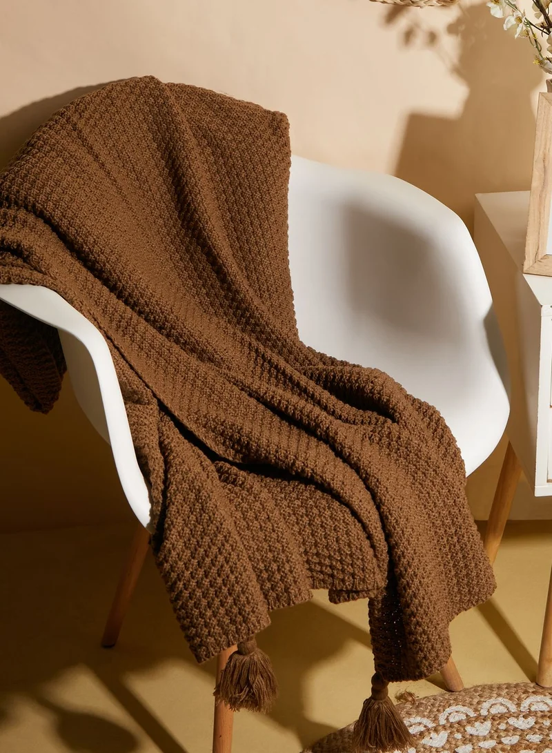 AURORA Brown Knitted Blanket