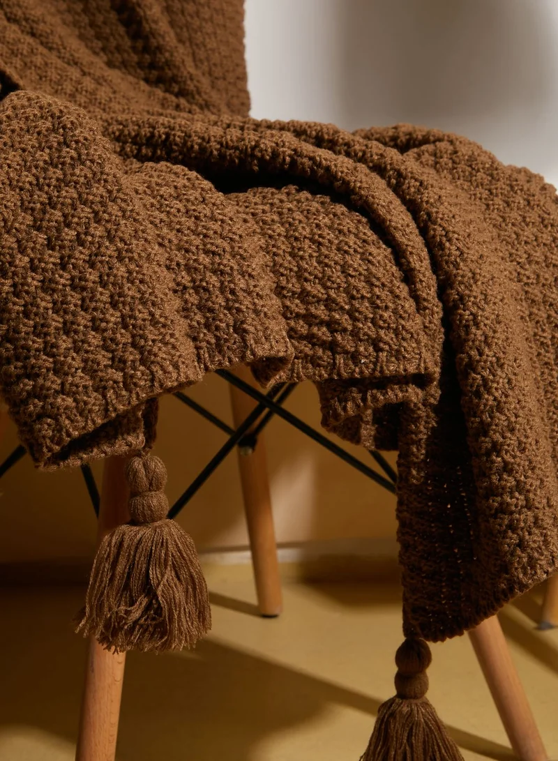 AURORA Brown Knitted Blanket