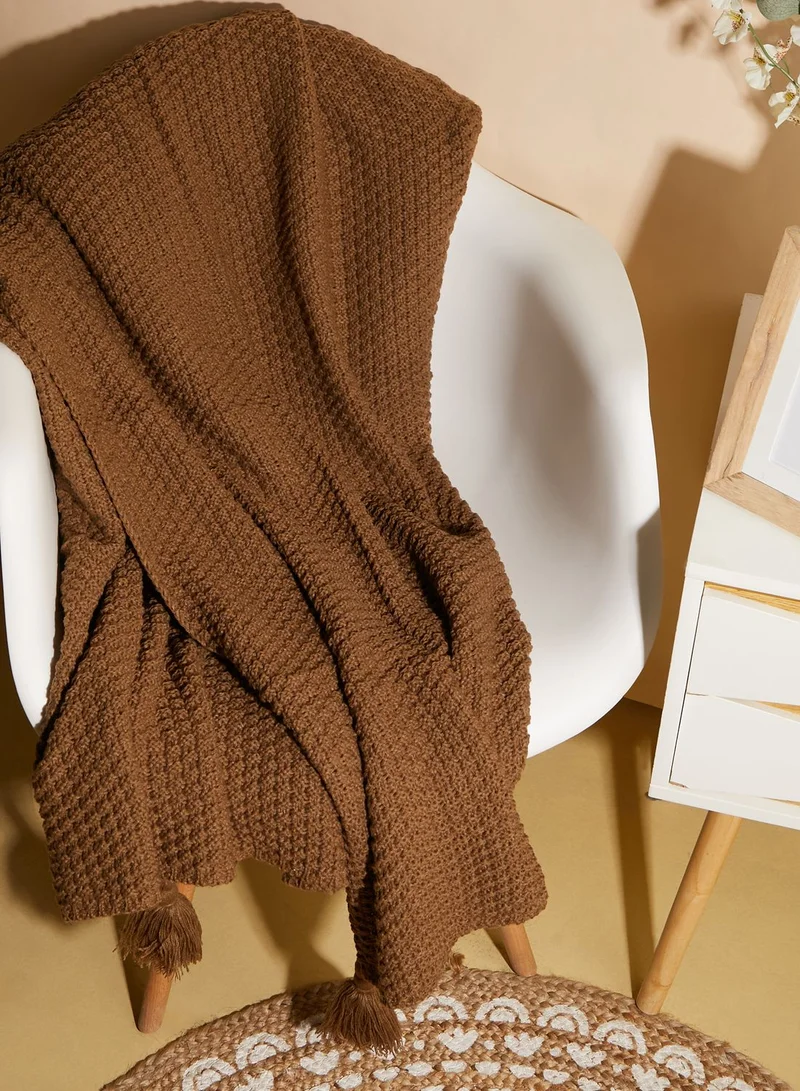AURORA Brown Knitted Blanket