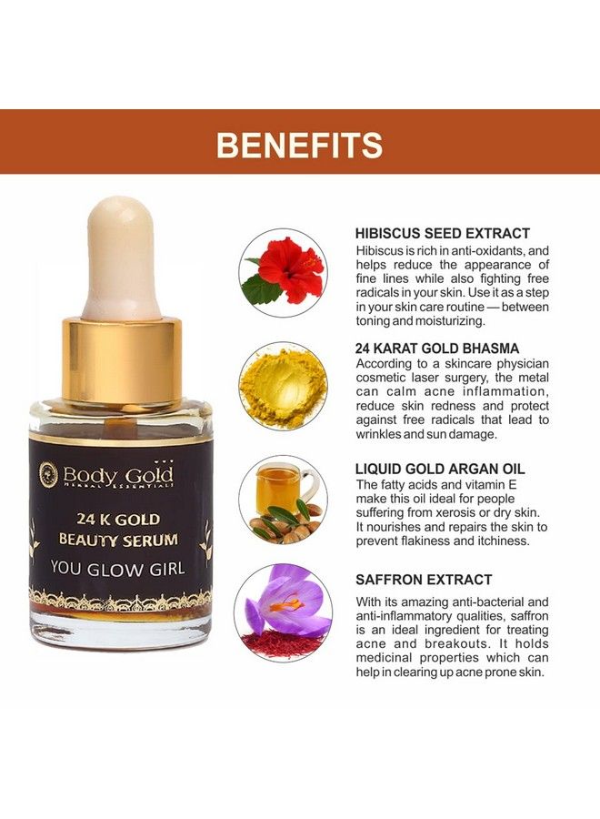 Body Gold 24K Gold You Glow Girl Beauty Serum Age Defying Anti Ageing Anti Wrinkle Helps Repair Revitalize And Brighten Skin For A Radiant Glow 30 Ml - Image 4