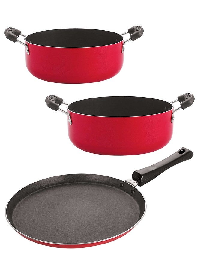 Nirlon Non-Stick Cookware Kitchen Cooking Essential Combo Set of 3 Pieces (FT11_CS26_CS24)