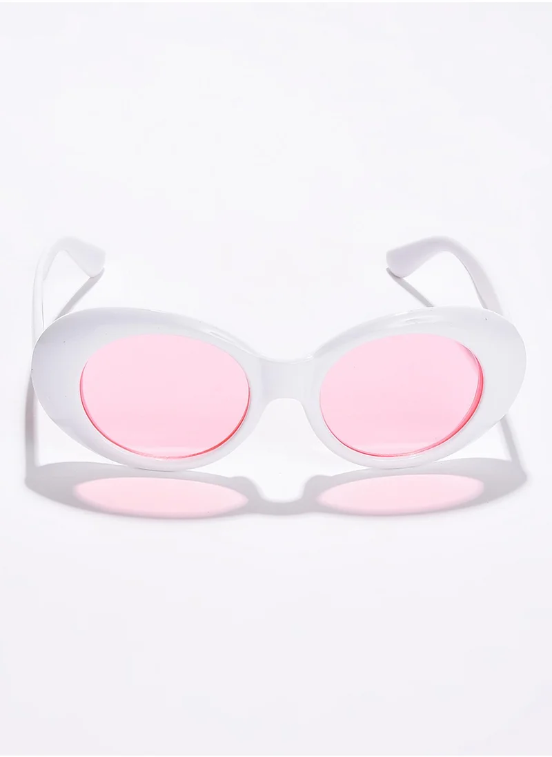 صوص هاوت Pink Lens White Oval Sunglasses