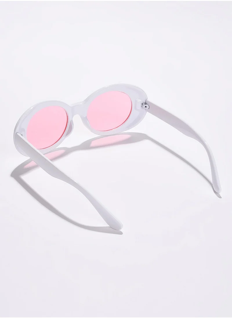 صوص هاوت Pink Lens White Oval Sunglasses