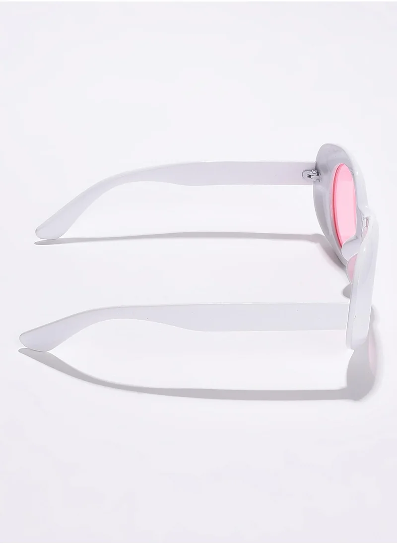 صوص هاوت Pink Lens White Oval Sunglasses