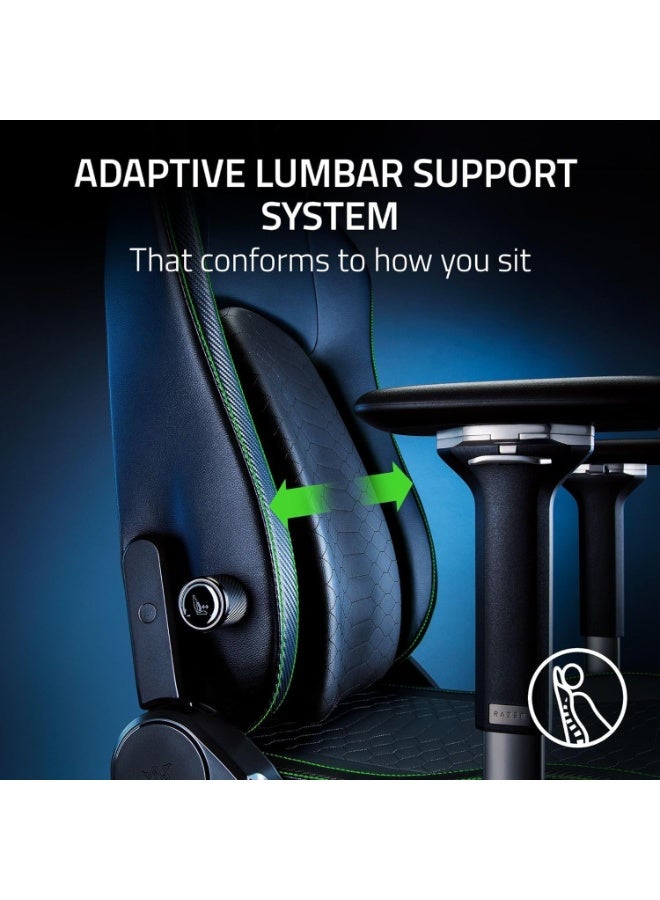 RAZER Iskur V2 Gaming Chair – Ergonomic 6D Adjustable Lumbar Support, High-Density Foam, 4D Adjustable Armrests, Steel Frame, Recline up to 152°, EPU Leather, Up to 136kg – Black & Green | RZ38-04900100-R3G1 - Image 5