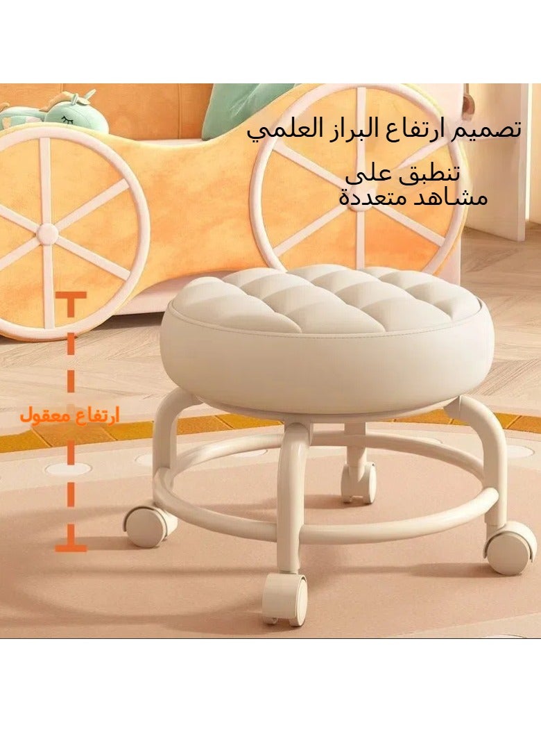 Generic Artifact with baby universal wheel pulley low stool children's toddler stool multi-functional beauty seam pedicure shoe changing stool round stool soft seat  - Image 2