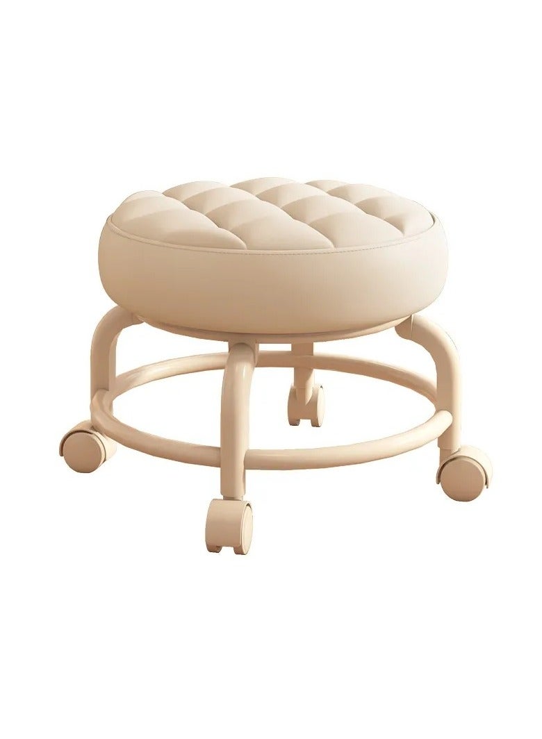 Generic Artifact with baby universal wheel pulley low stool children's toddler stool multi-functional beauty seam pedicure shoe changing stool round stool soft seat  - Image 1