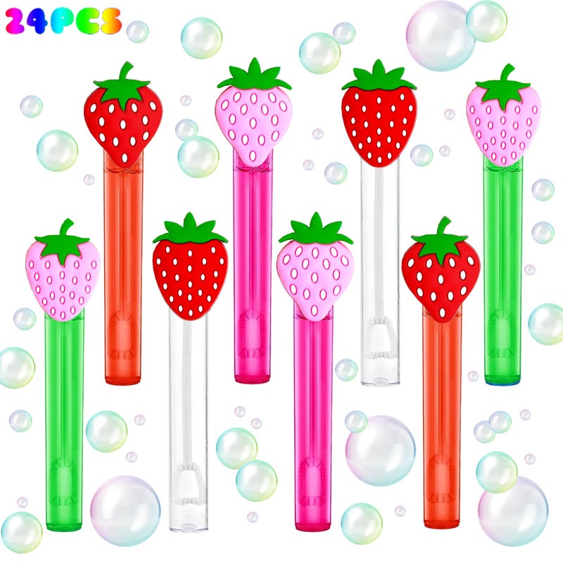 uoyoi Strawberry Party Favors24Pcs Strawberry Bubble Wands for KidsSweet Berry Bubble Wand for Birthday Party SuppliesPinata Baby Shower Goodie Bag Stuffers Gift - Image 3